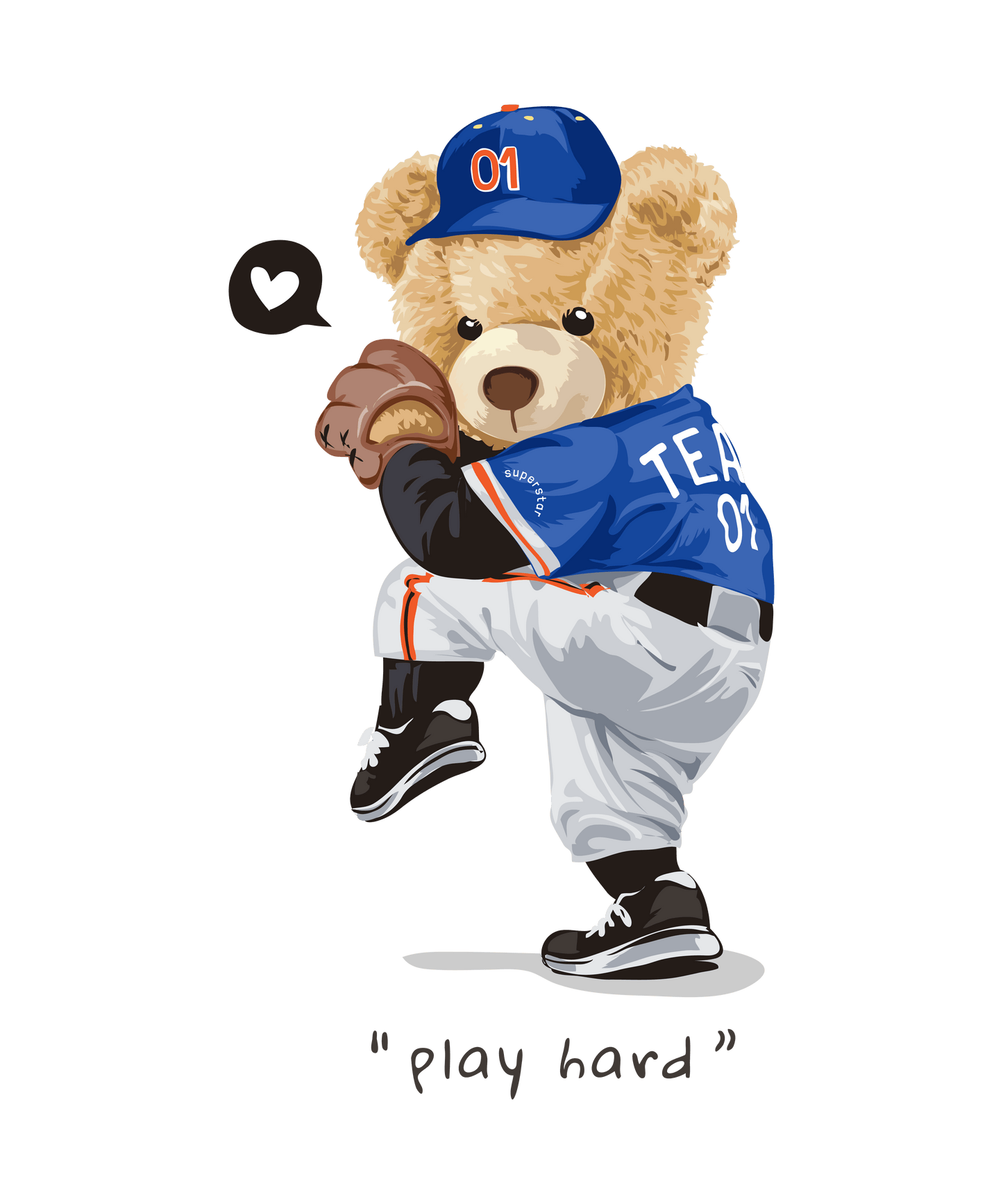 Play Hard Baseball Bear Tee
